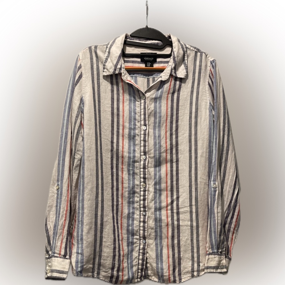 Jones New York Linen Stripped Shirt